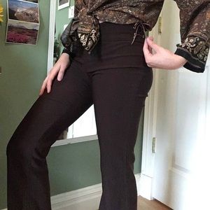 Brown Lace Up Stretchy Bootcut Pants